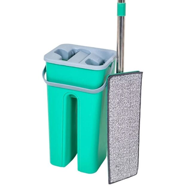 Mop Rodo Flat com Balde 2 em 1 – Sistema Lava e Seca Automático
