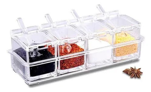 Porta Temperos Acrílico com Colheres – 4 Compartimentos - Imagem 2