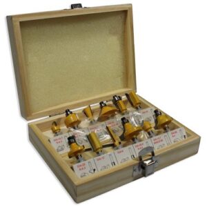 Jogo de Fresas para Tupia com 12 Peças – Estojo de Madeira