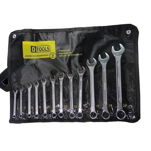 Jogo de Chave Combinada DTools – 12 Peças com Estojo